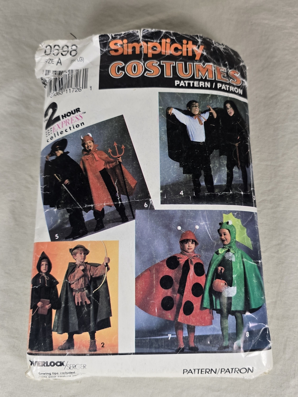 Simplicity 0698 Kids Halloween Costume Sewing Pattern S-M-L Complete Vintage